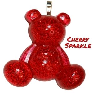 x1 Pendant Cherry Sparkle Glitter Bear